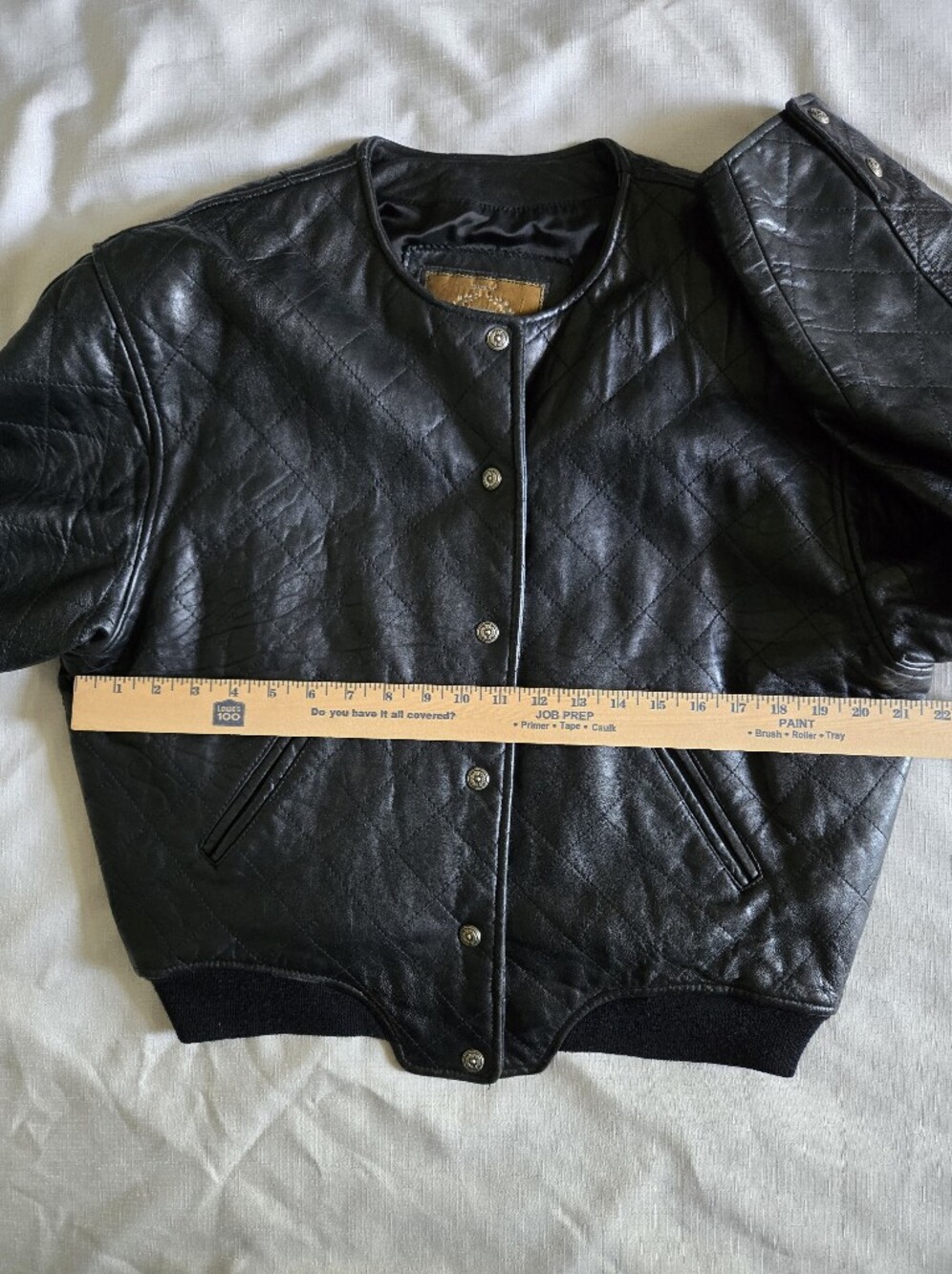 Vintage Express Quilted Leather Bomber Jacket L Parisian Moto Street Style Y2K - Picture 8 of 12